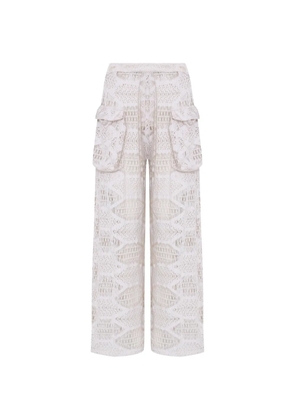 Amir Slama x Jade Picon pocket crochet palazzo pants - White