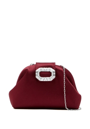 Amina Muaddi Camelia jewel-embellished satin clutch bag - Red