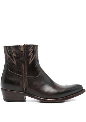 Damy flames-embroidered boots - Brown