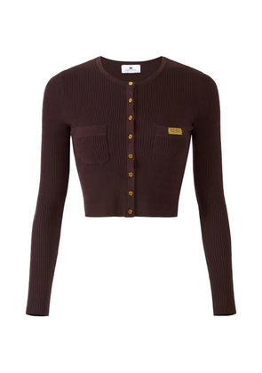 Elisabetta Franchi micro-braided buttoned cardigan - Brown