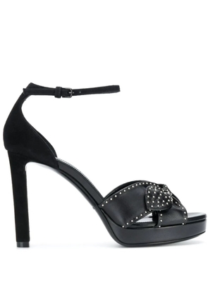 Saint Laurent studded bow leather sandals - Black