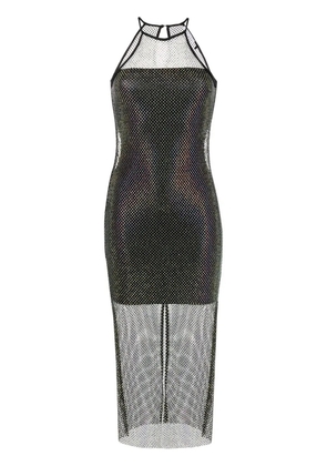 Patrizia Pepe sleeveless rhinestone-embellished mesh dress - Black