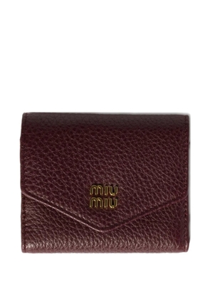 Miu Miu small logo-plaque leather wallet - Red