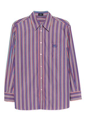 ETRO striped-pattern logo-embroidered shirt - Purple