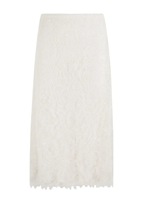 ERMANNO FIRENZE bead-embellished lace midi skirt - Neutrals