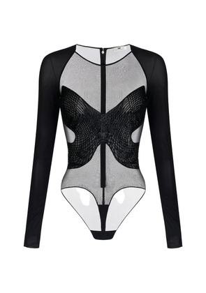 Elisabetta Franchi crystal-embroidered long-sleeves bodysuit - Black