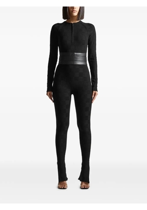Manière De Voir chequerboard detachable-belt jumpsuit - Black