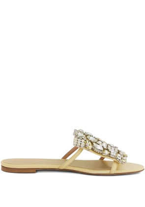 Rabanne crystal-embellished flat sandals - Neutrals