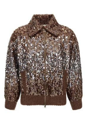 Brunello Cucinelli sequin-embellished cardigan - Brown