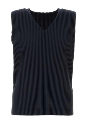 Issey Miyake pleated v-neck vest - Blue
