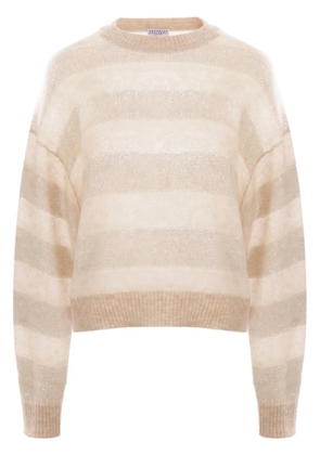 Brunello Cucinelli striped sequin-embellished jumper - Neutrals