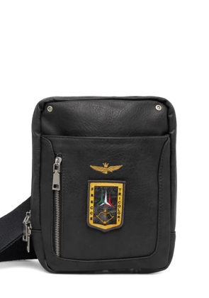 Aeronautica Militare zip logo-patch messenger bag - Black