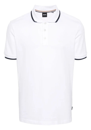 BOSS logo-rubberised cotton polo shirt - White