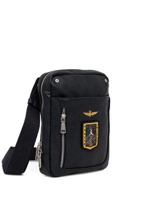Aeronautica Militare appliqué-details zipped messenger bag - Blue