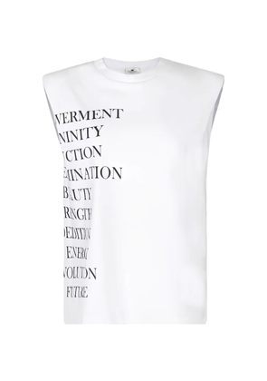 Elisabetta Franchi structured-shoulders print T-shirt - White