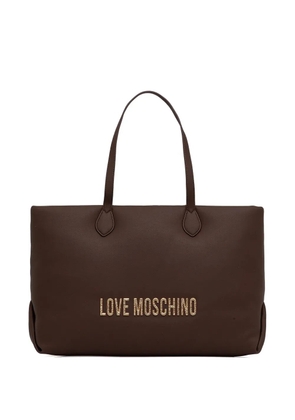 Love Moschino logo-plaque tote bag - Brown