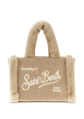 MC2 Saint Barth Colette shearling-trim knitted tote bag - Neutrals