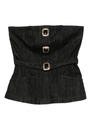 Self-Portrait belted-embellished top - Black