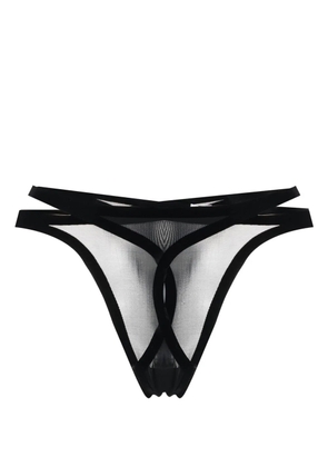 Wolford x Mugler Flock Shaping thong - Black