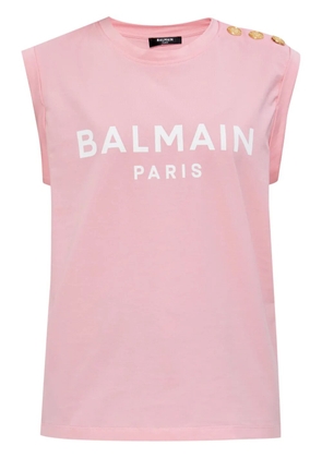 Balmain logo-print tank top - Pink