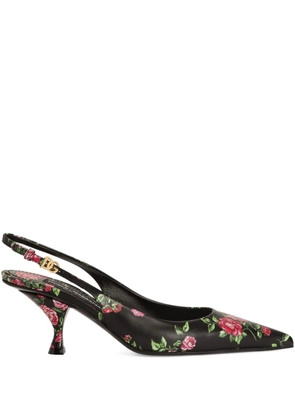 Dolce & Gabbana 60mm floral slingback slippers - Black