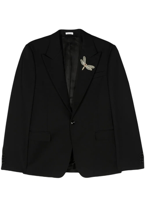 Alexander McQueen embroidered-motif single-breasted blazer - Black