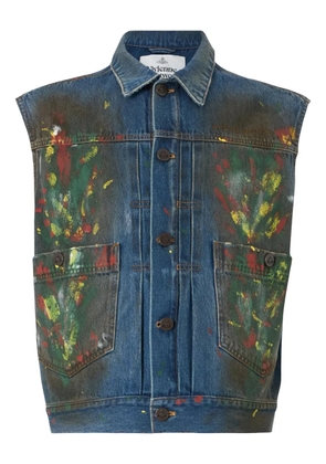 Vivienne Westwood Marlene paint-splattered denim gilet - Blue