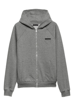 Prada logo-motif zip-up hoodie - Grey