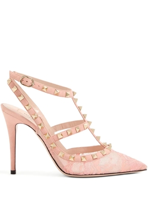 Valentino Garavani 100mm Rockstud lace stud pumps - Pink