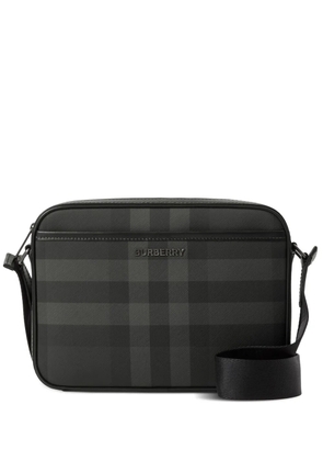 Burberry logo-lettering check-pattern messenger bag - Black