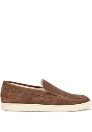 Brunello Cucinelli suede logo-print loafers - Brown