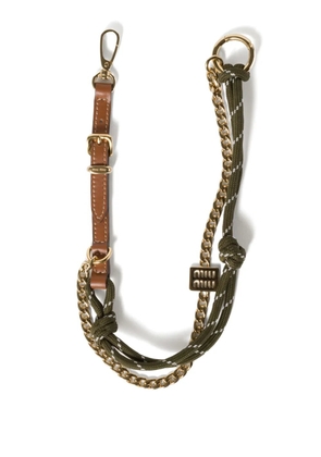 Miu Miu logo-plaque multi-chain keyrings - Brown