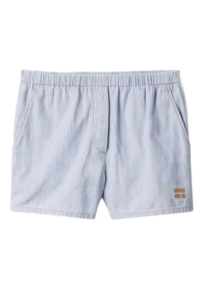 Miu Miu striped chambray shorts - Blue