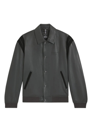 BOSS leather bomber jacket - Grey