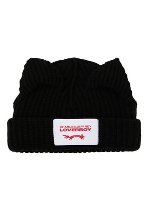 Charles Jeffrey Loverboy Bear ribbed-knit beanie - Black