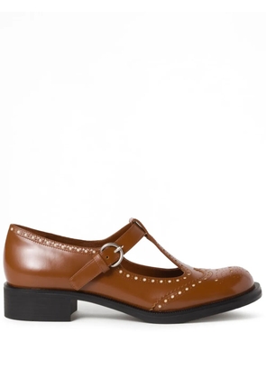 Miu Miu Brushed leather T-strap brogue shoes - Brown