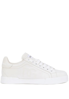 Dolce & Gabbana Portofino logo-embossed leather sneakers - White