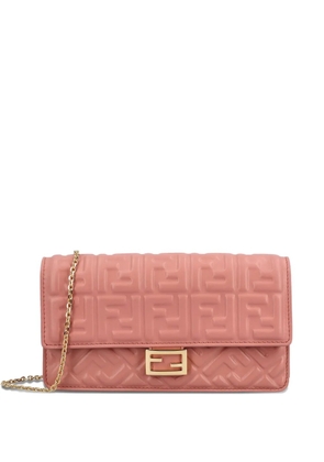 FENDI baguette embossed-logo leather wallet - Pink