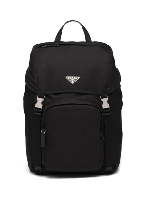 Prada logo plaque drawstring backpack - Black