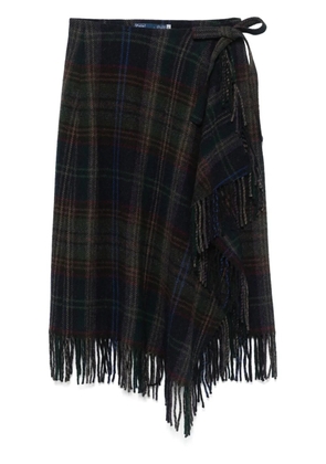 Polo Ralph Lauren fringe-trim plaid wrap skirt - Blue