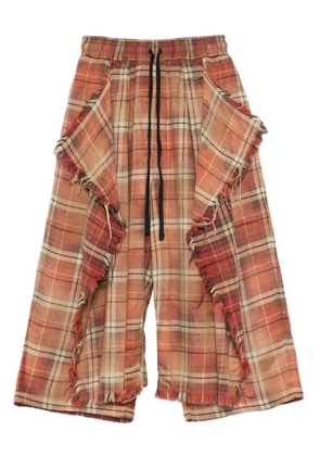 R13 frayed plaid trousers - Orange