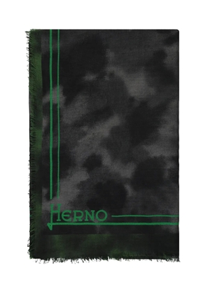 Herno fringed logo-print scarf - Black