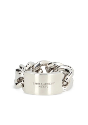 Saint Laurent logo-engraved ring - Silver