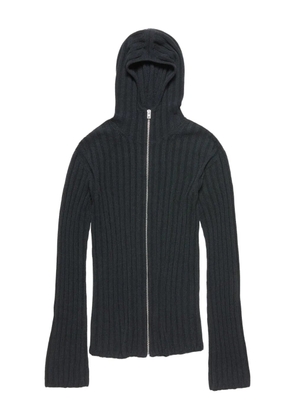Acne Studios ribbed zip-up hooded cardigan - Grey