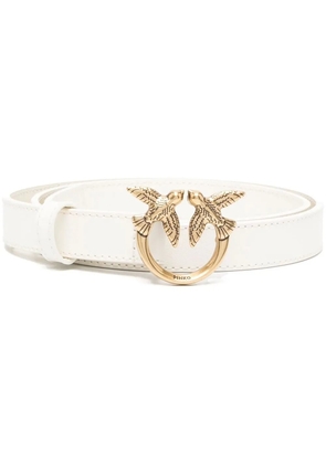 PINKO love bird buckle belt - White