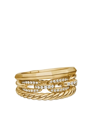 David Yurman 18kt yellow gold Stax Three Row diamond ring (9.5mm)