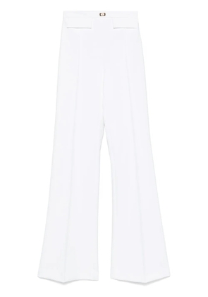 Elisabetta Franchi logo-plaque crepe trousers - White