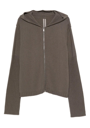 Rick Owens hooded ribbed-cuff cardigan - Grey