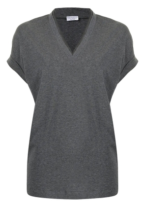 Brunello Cucinelli cap-sleeve knitted top - Grey