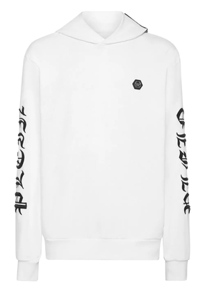 Philipp Plein Gothic Plein cotton hoodie - White